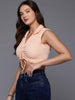 Freehand Peach Women's Fitted Textured Crop Top