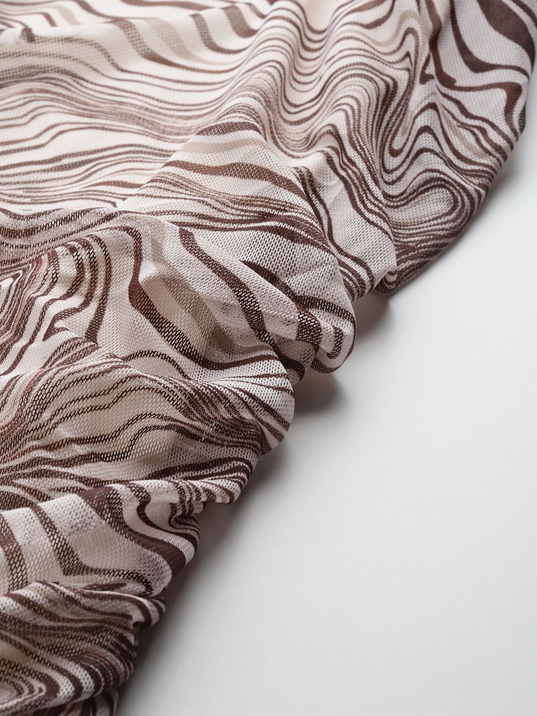 Freehand Beige Fitted Two Tone Mesh Slip Dress