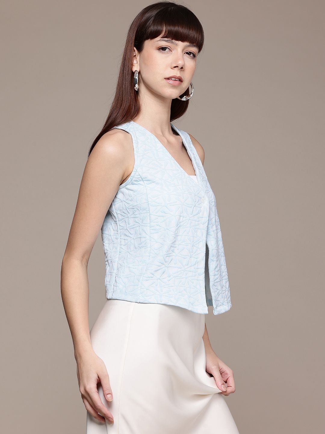 Women's Fitted Textured Cinched Waist Top