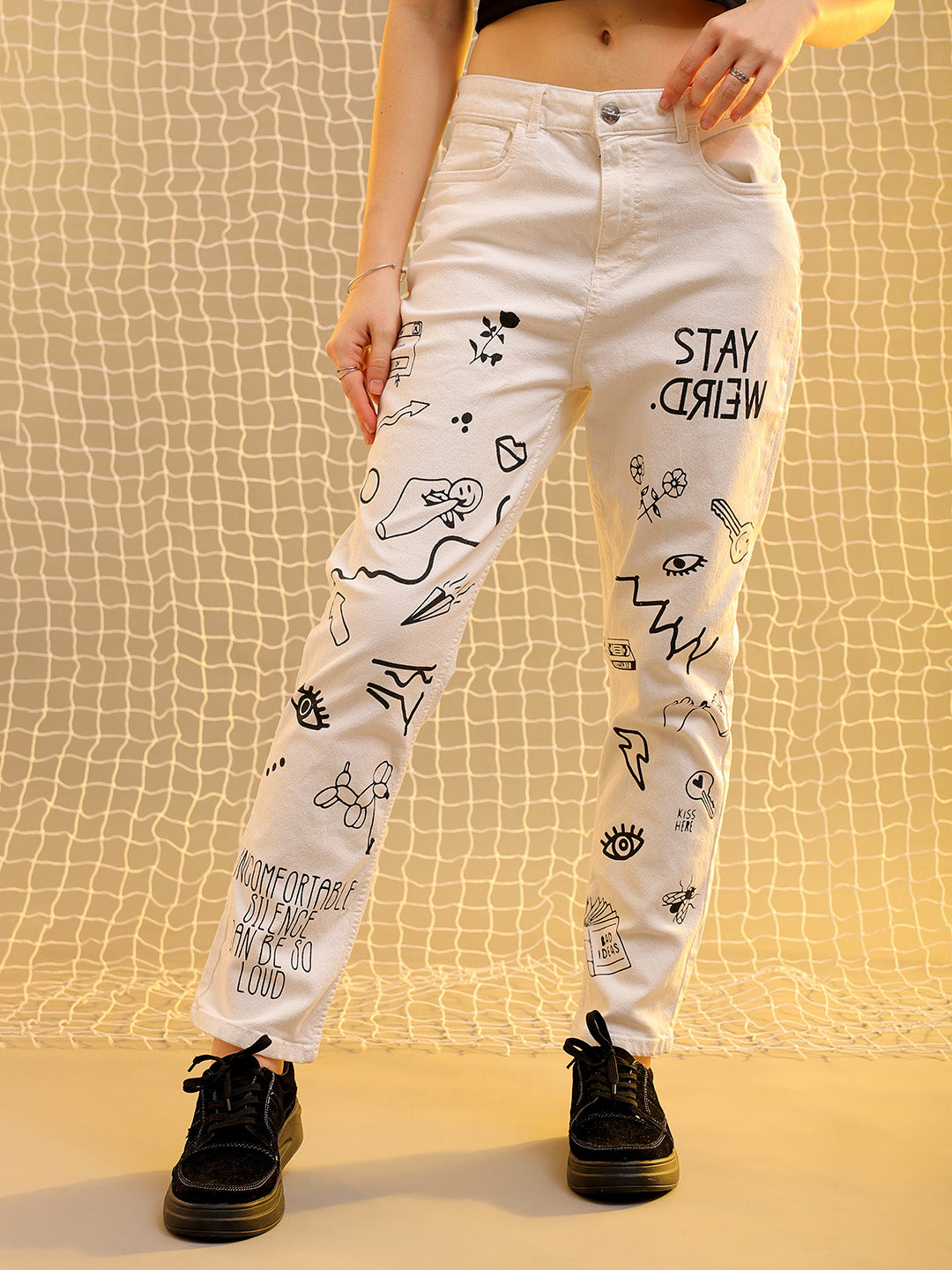 Women's Printed Straight Fit Jeans