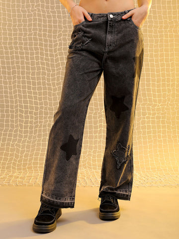 Women's Grey Bootcut Fit Five Pocket Jeans