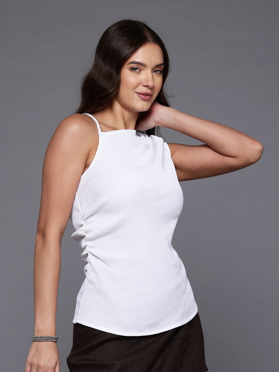Women's Fitted Textured One Shoulder Top