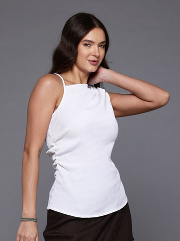Women's Fitted Textured One Shoulder Top