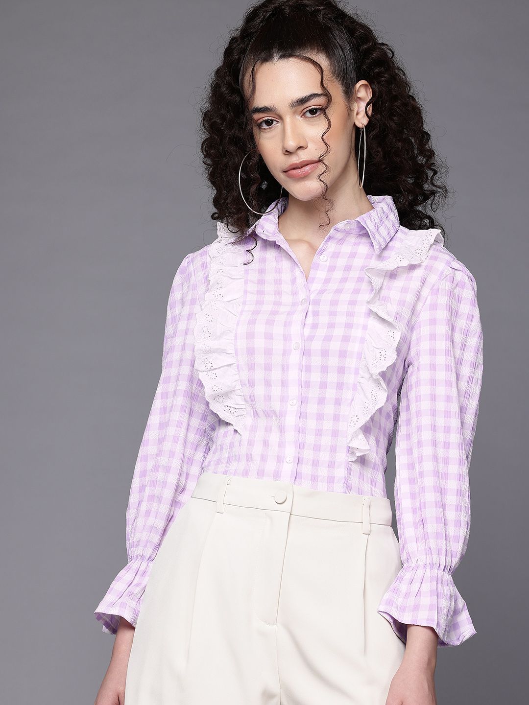 Freehand Women Regular Fit Textured Casual Long Shirt