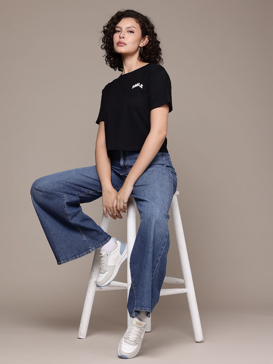 Freehand Women Relaxed Fit Solid T-Shirt
