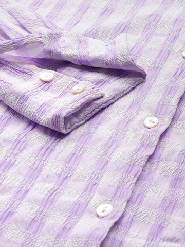 Freehand Women Regular Fit Textured Casual Long Shirt