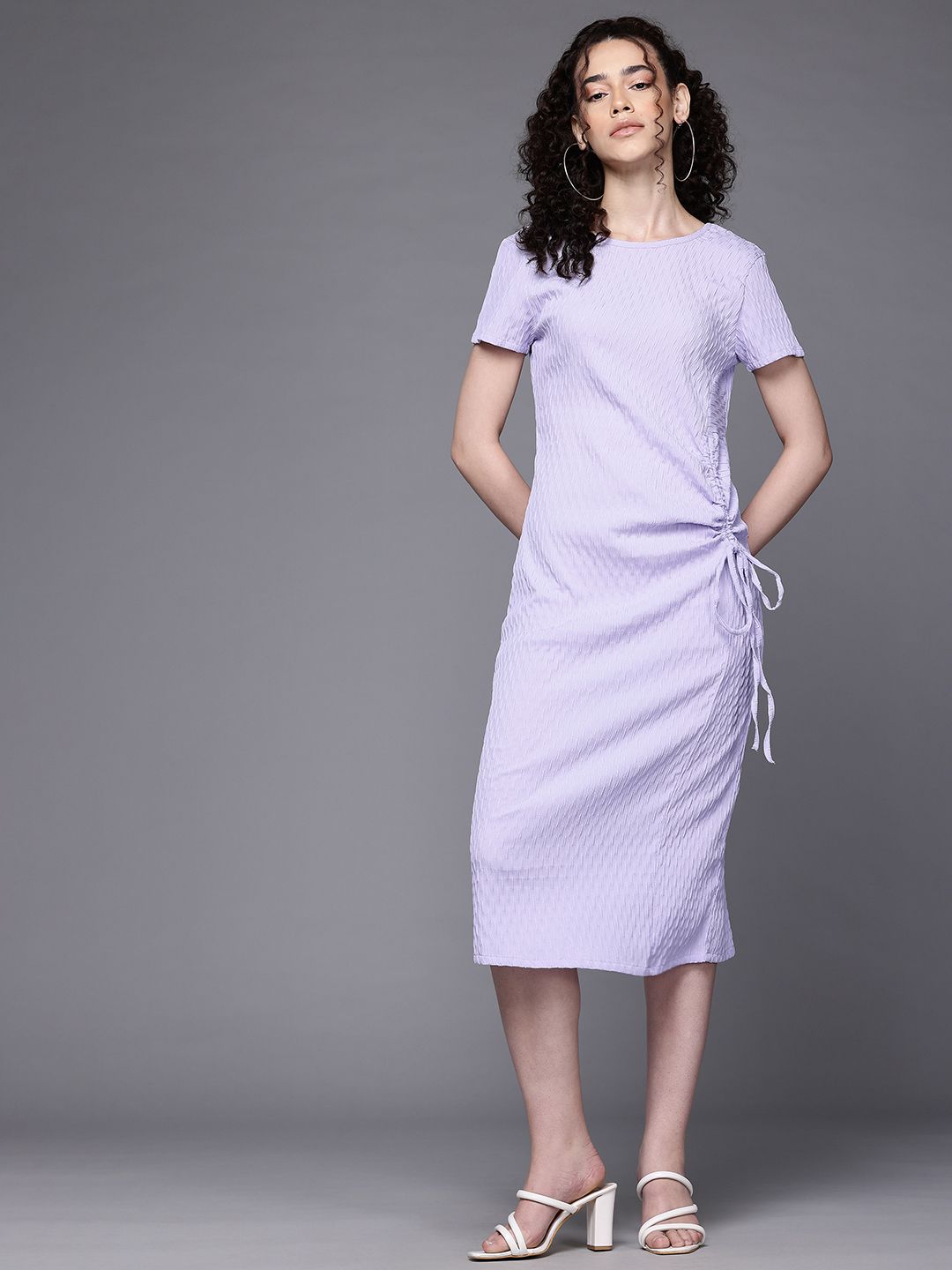 Freehand Women Relaxed Fit Textured Ruched Dress