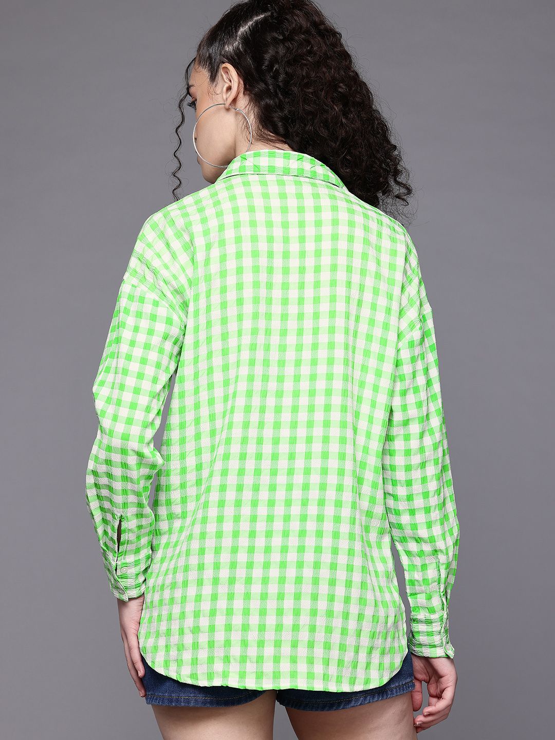 Freehand Women Regular Fit Textured Casual Long Shirt