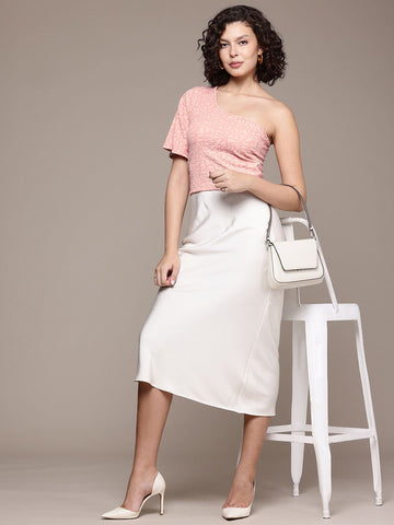 Women's Fitted Textured One Shoulder Top