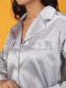 Women's Satin Lapel Collar Shirt