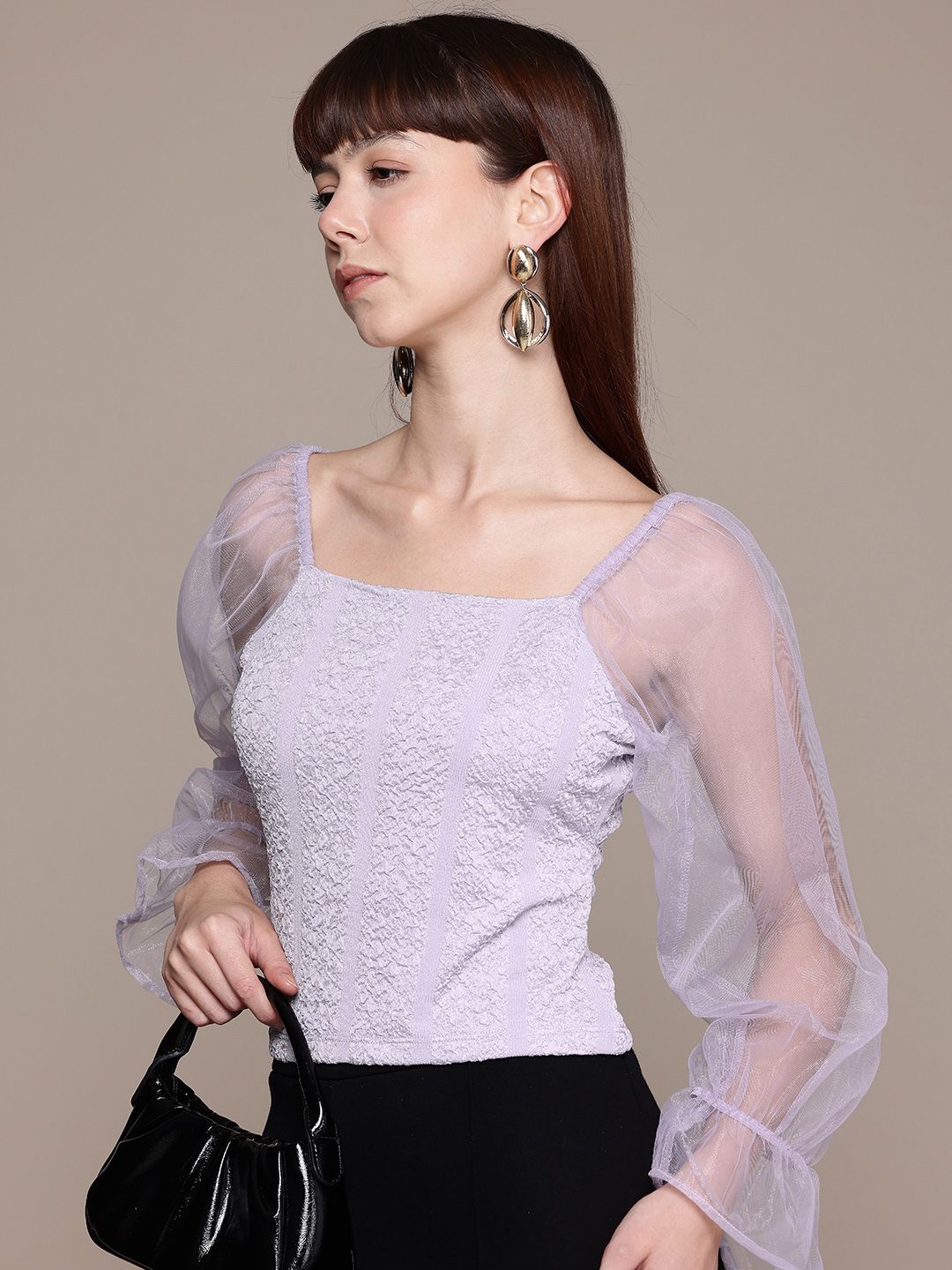 Women's Regular Fit Textured Ballon Top