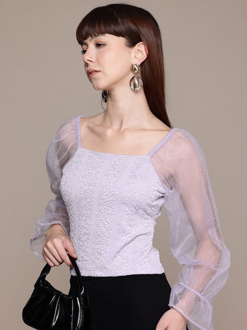 Women's Regular Fit Textured Ballon Top