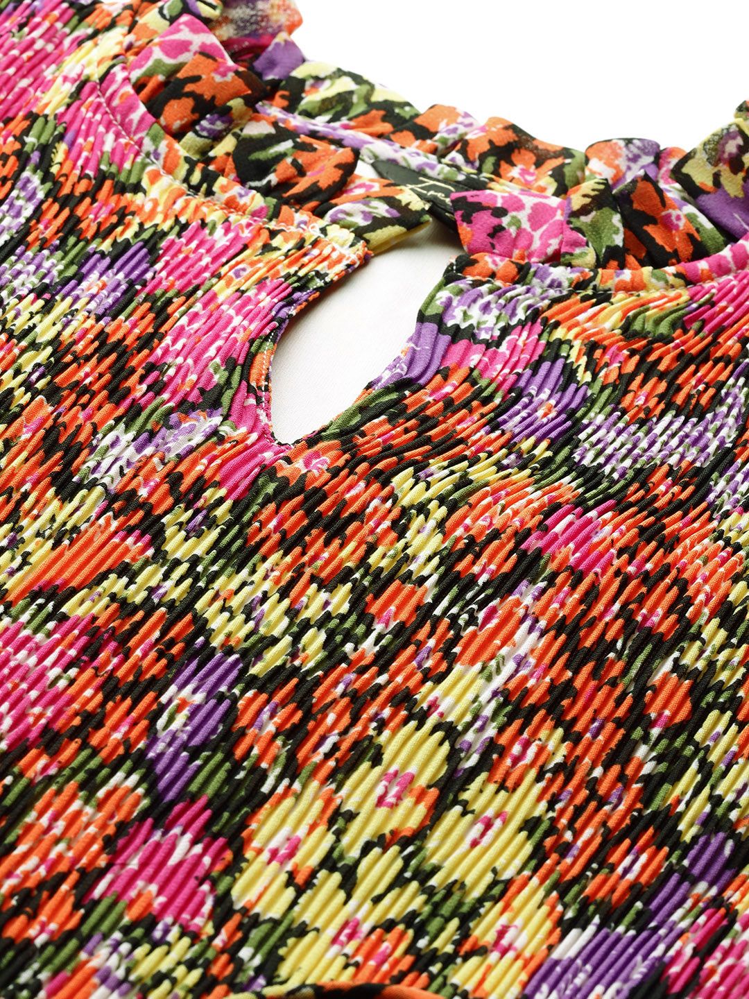 Freehand Multicolor Relaxed Fit Floral Pleated Dress