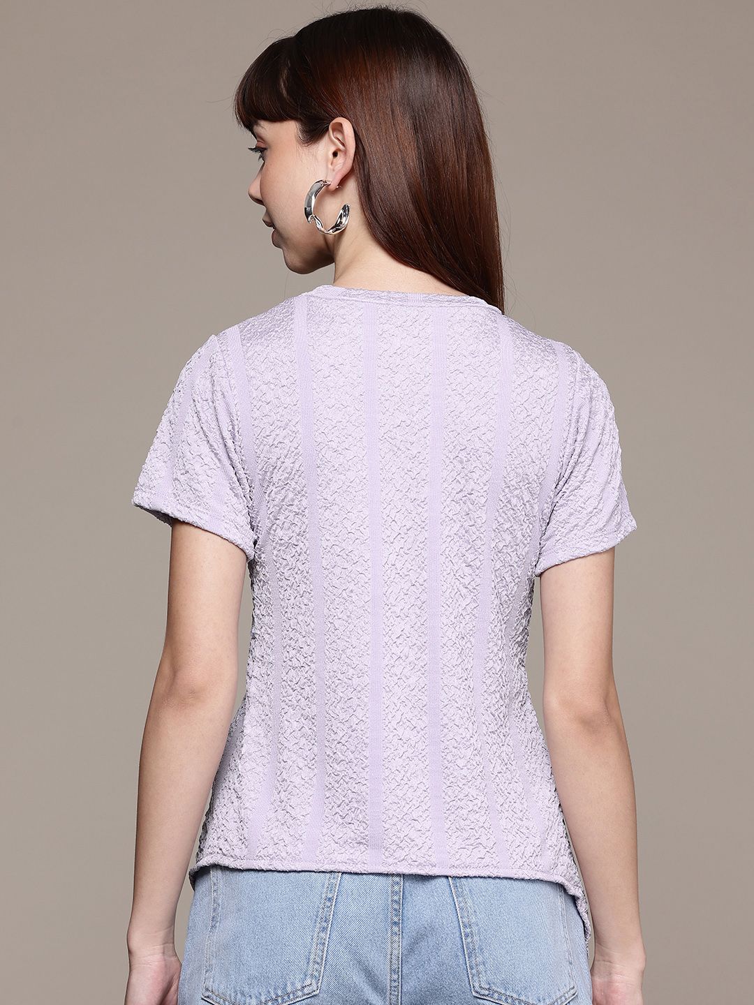 Women's Regular Fit  Textured Knotted Top