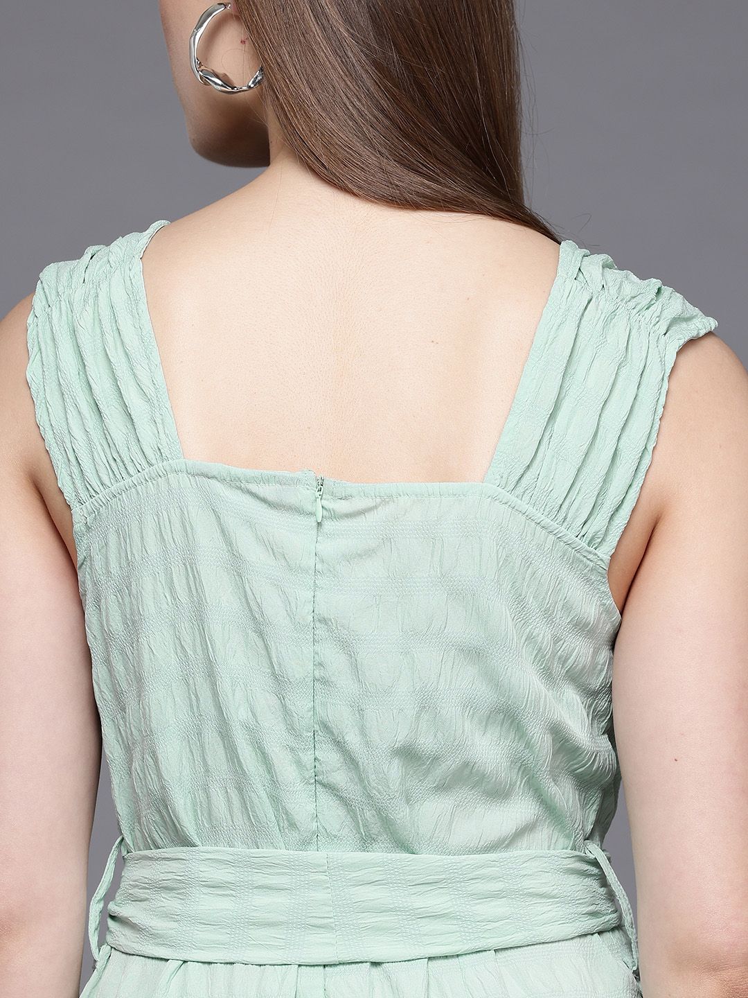 Freehand Women Regular Fit Textured Ruched Jumpsuit