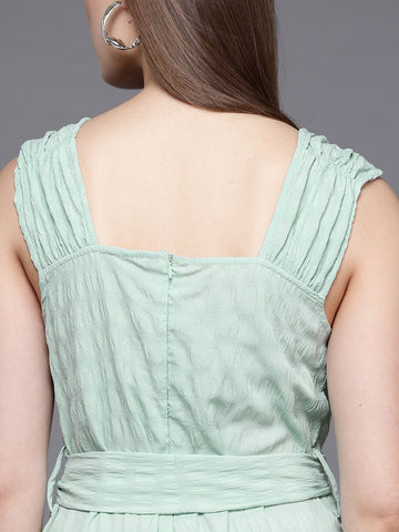 Freehand Women Regular Fit Textured Ruched Jumpsuit