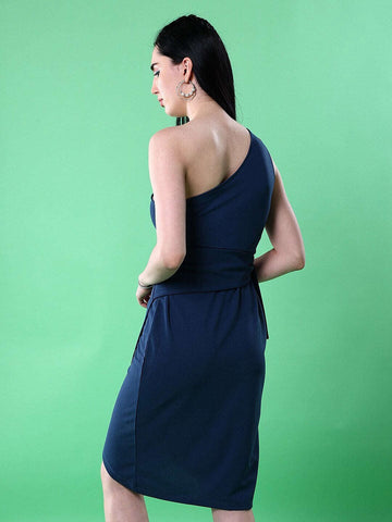 Women's Fitted One Shoulder Wrap Dress