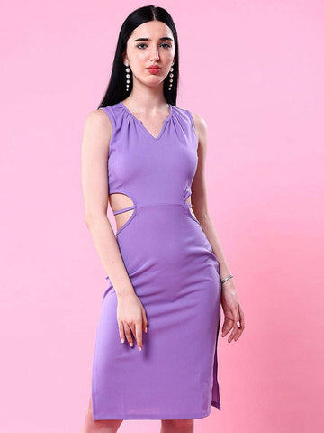 Women's Waist Cut Out Tie Up Bodycon Dress