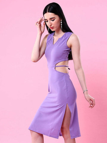 Women's Waist Cut Out Tie Up Bodycon Dress