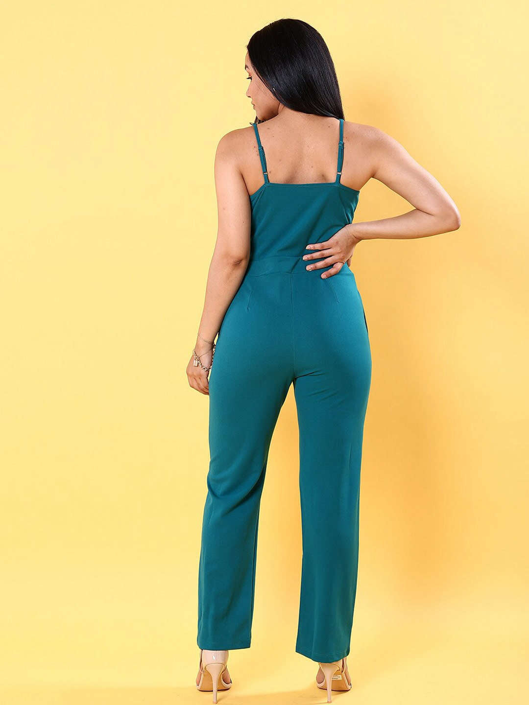Women's Front Pleated Flare Jumpsuit