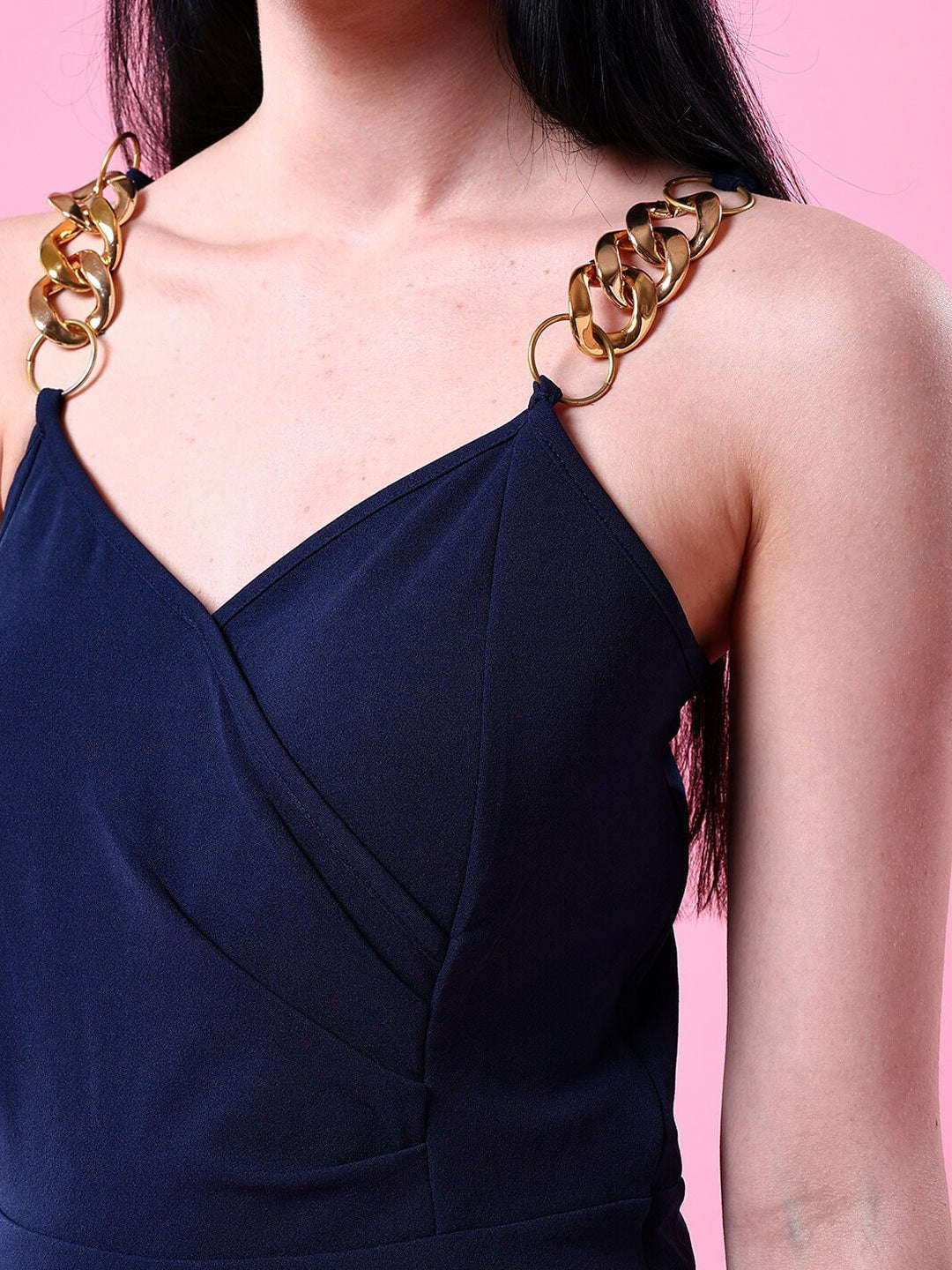 Women's Front Pleated Flare Jumpsuit