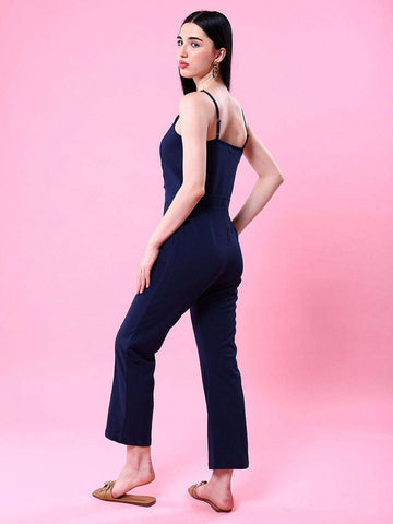 Women's Front Pleated Flare Jumpsuit