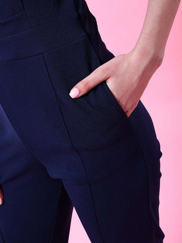 Women's Front Pleated Flare Jumpsuit