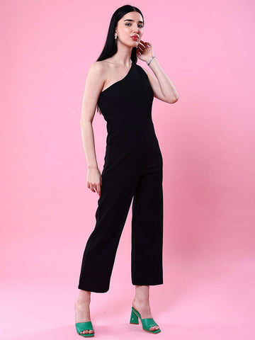 Women's Fitted One Shoulder Flare Jumpsuit