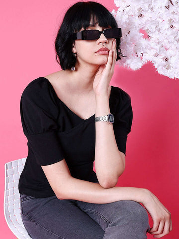 Women's Fitted Fitted Wrap Top