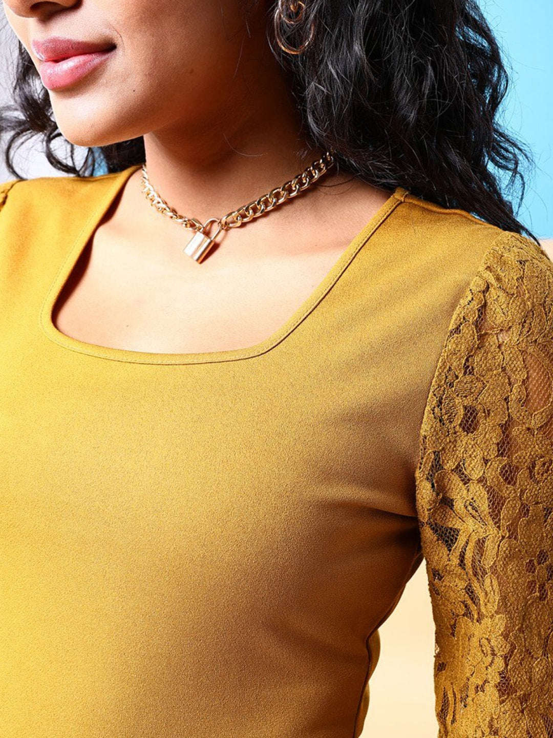 Women's Bishop Lace Sleeve Fitted Top