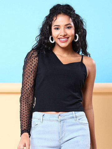 Women's Top With Meash Sleeves