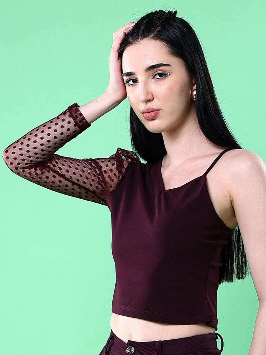 Women's Top With Meash Sleeves