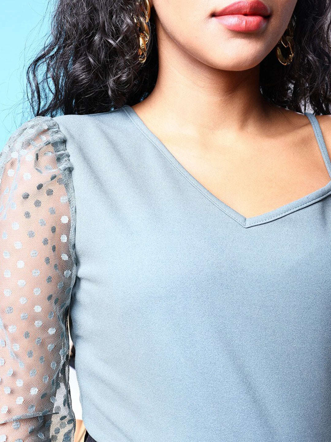 Women's Top With Meash Sleeves