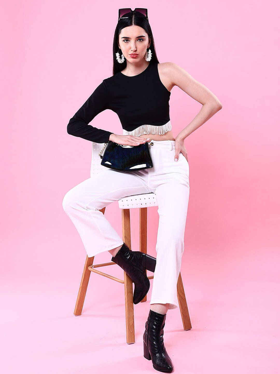 Women's Embellished Fitted Crop Top