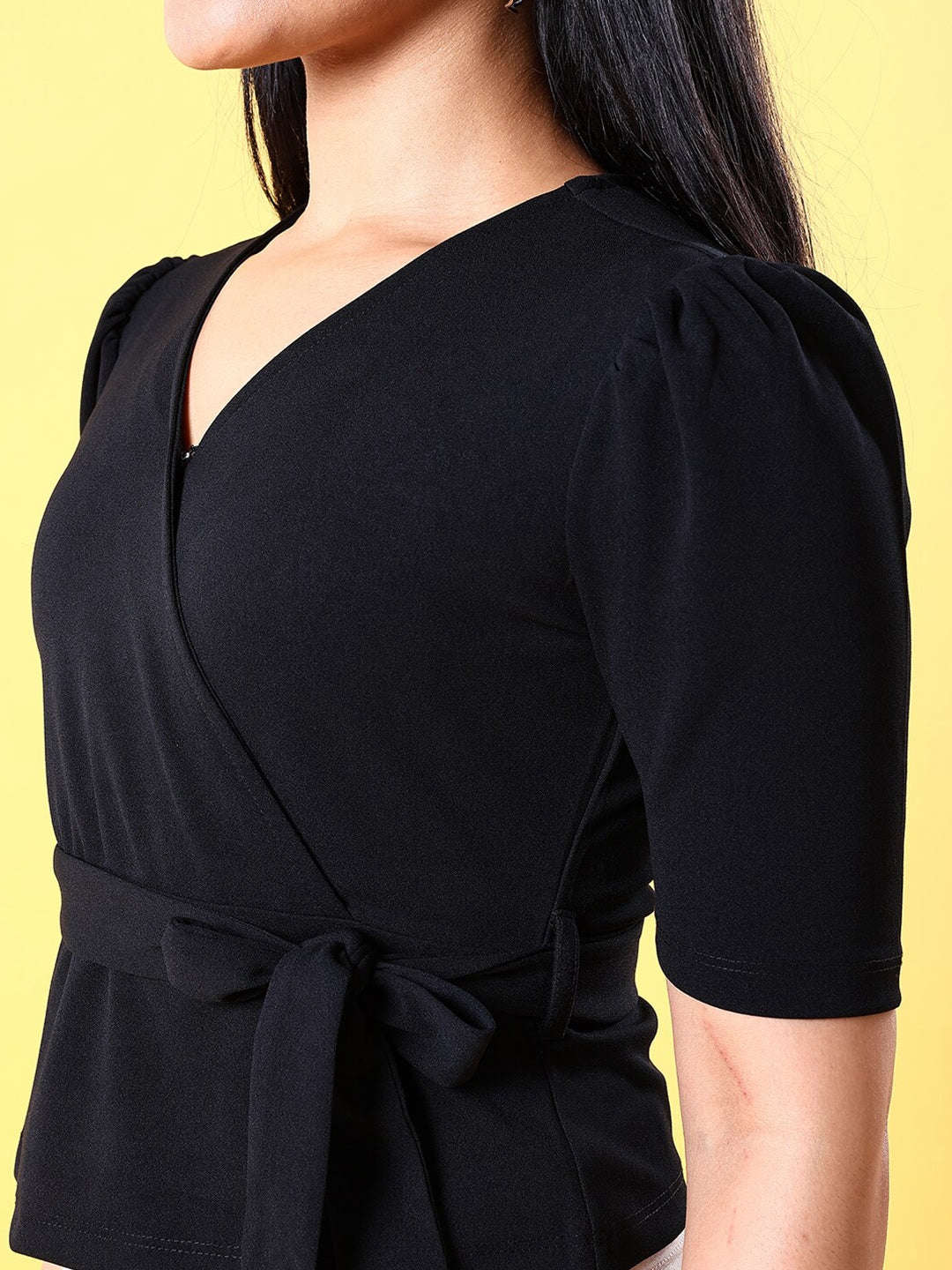 Women's Puff Sleeves Wrap Top