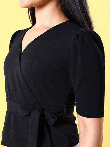 Women's Puff Sleeves Wrap Top