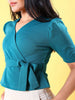 Women's Puff Sleeves Wrap Top