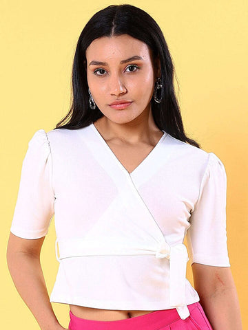 Women's Puff Sleeves Wrap Top