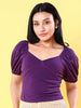 Women's V Neck Top With Puff Sleeves