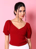 Women's V Neck Top With Puff Sleeves