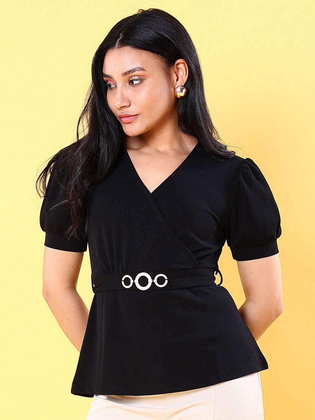 Women's V Neck Peplum Top