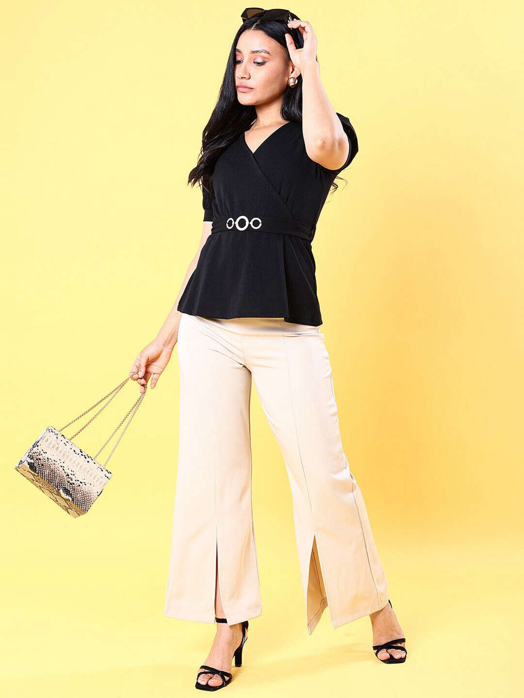 Women's V Neck Peplum Top