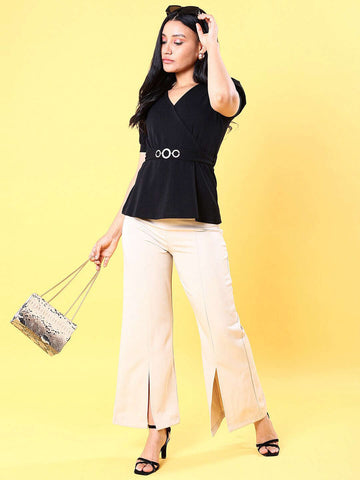 Women's V Neck Peplum Top