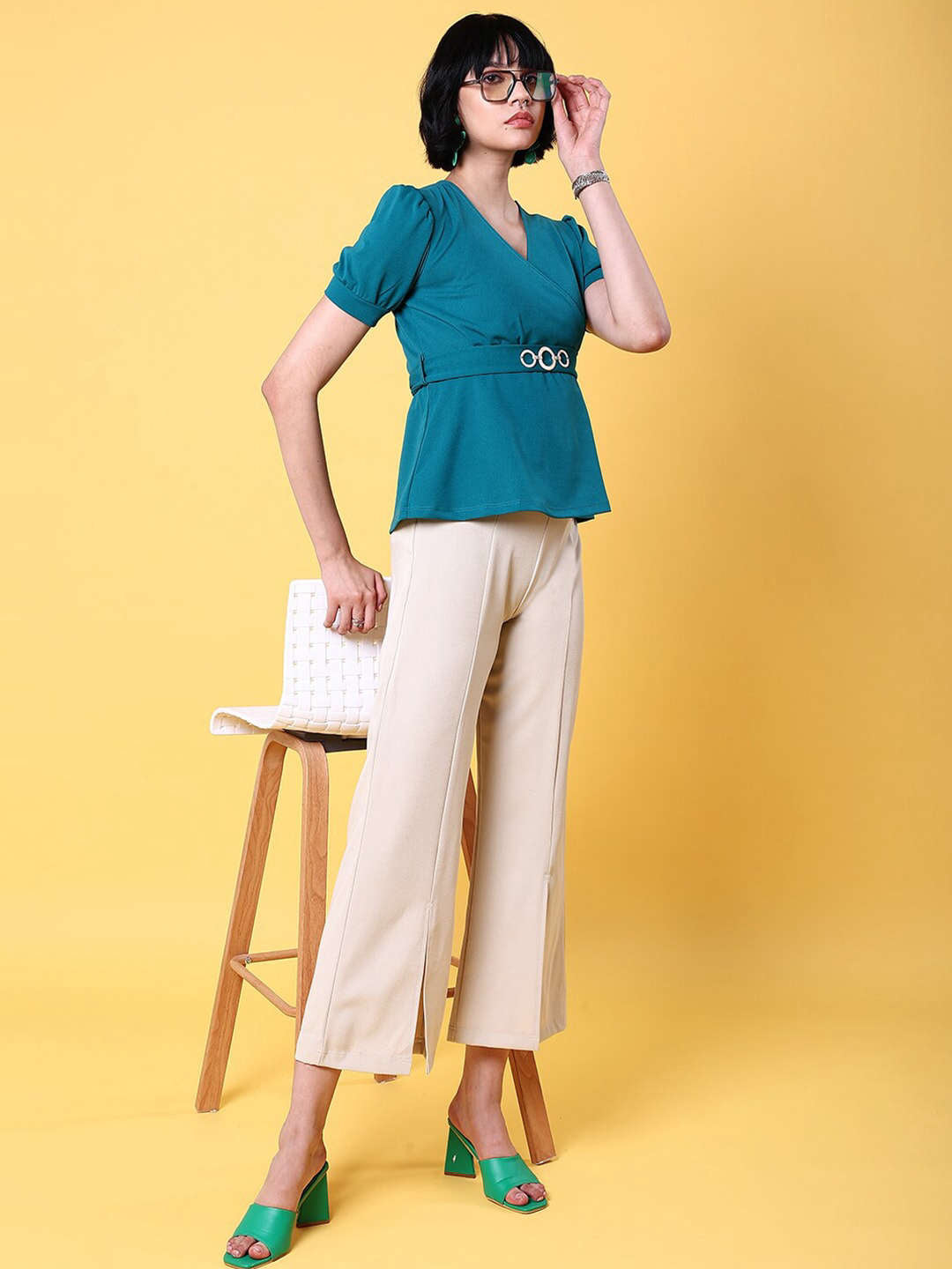 Women's V Neck Peplum Top