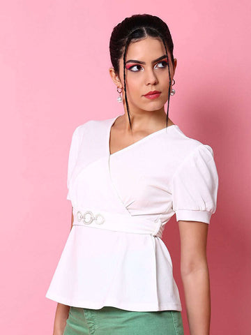 Women's V Neck Peplum Top