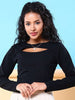 Women's Front Cut Out Long Sleeve Fitted Top
