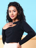 Women's Front Cut Out Long Sleeve Fitted Top