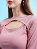 Women's Front Cut Out Long Sleeve Fitted Top
