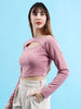 Women's Front Cut Out Long Sleeve Fitted Top
