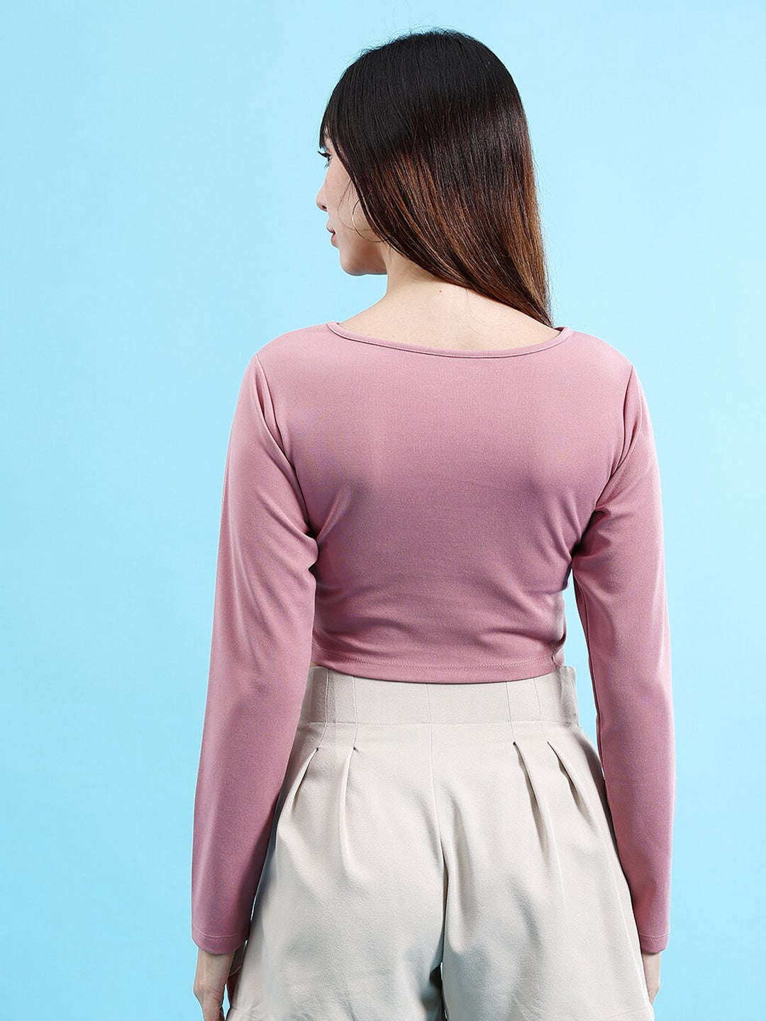 Women's Front Cut Out Long Sleeve Fitted Top